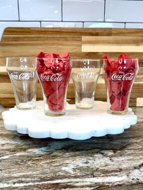 Set of 4 Vintage Ejoy Coca‑Cola Glasses 🥤 Clear w/ White Logo